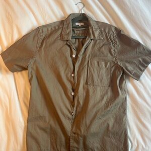 Reiss Khaki Short Sleeve Button Down Shirt